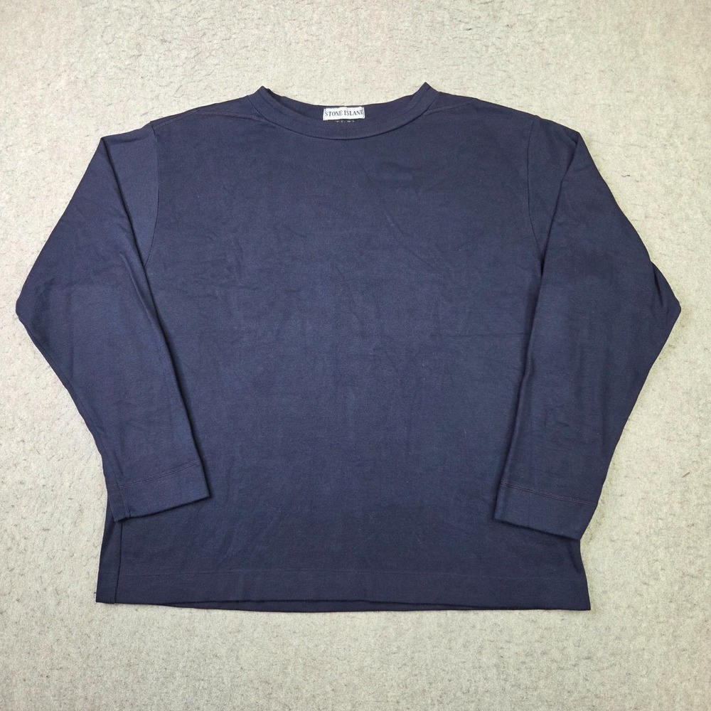 Stone Island Long Sleeves Navy Top Men's Size L Authentic Cotton Made In Italy